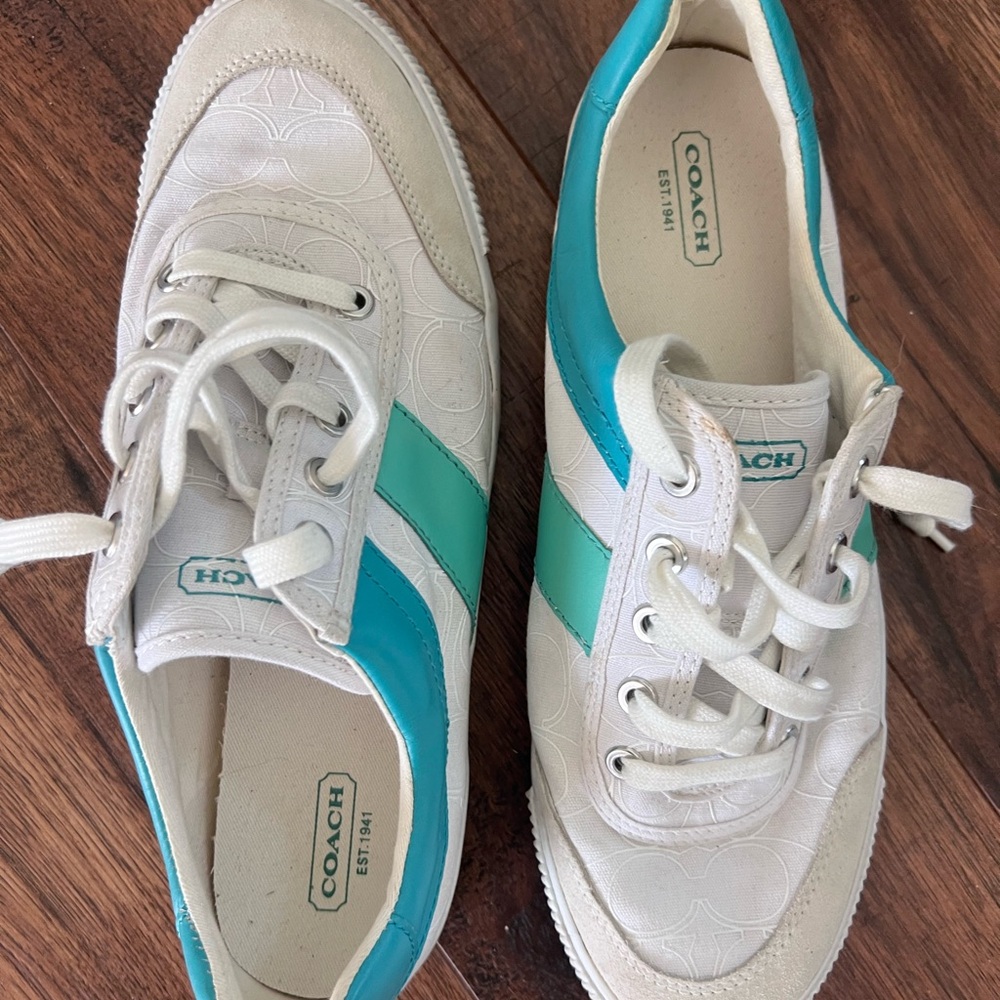Coach Ivory and Aqua Casual Sneakers